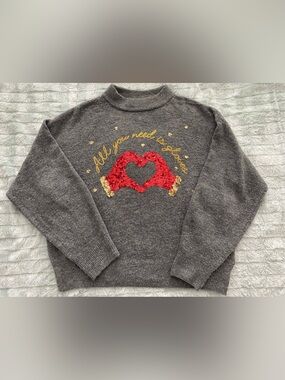 H&M Holiday Sweater with Sequins — Gray, Small